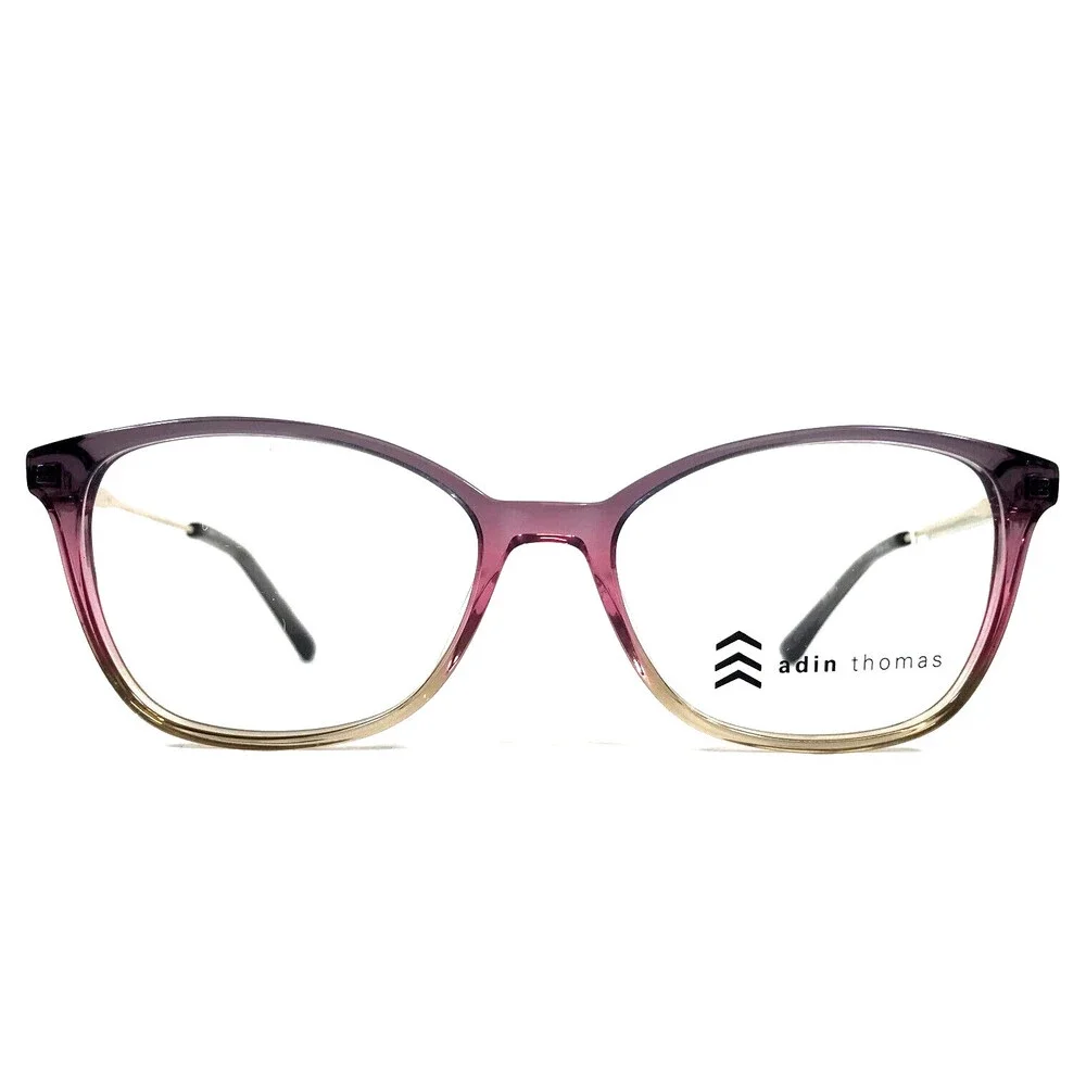 Adin Thomas Eyeglasses Frame AT-484 C3 Gray Pink Gold Cat Eye Full Rim 52-16-140